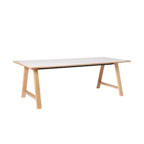 Andersen Furniture - T11 Table de salle à manger, 220 x 95 cm, blanc cristal / chêne blanc pigmenté