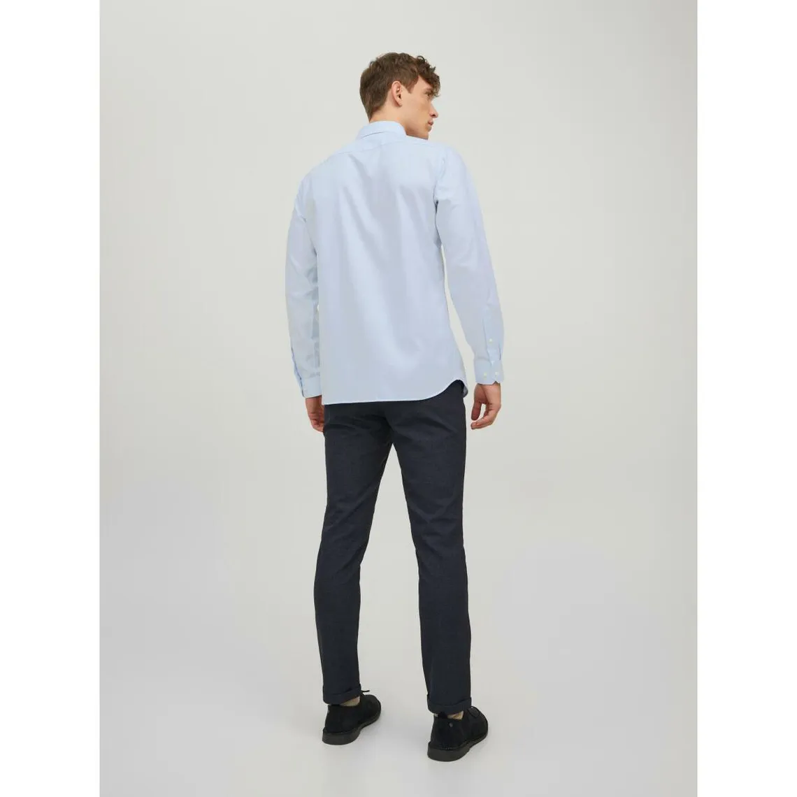 Chemise Slim Fit Col chemise Manches longues Bleu en coton Jack & Jones - Chemise Homme sur MenCorner