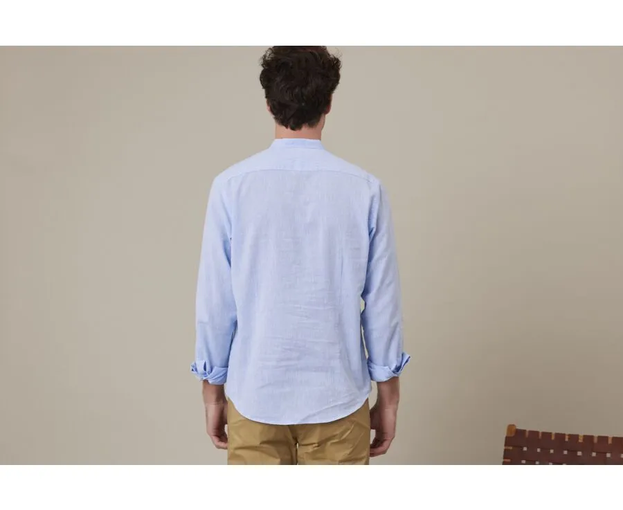Chemise tunique coton lin Bleu Valbert
