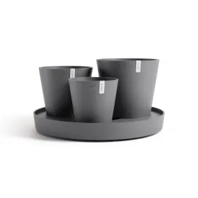 ECOPOTS Ensemble de 3 pots Dubai Gris - Ø 57 x H. 30 cm - support à...