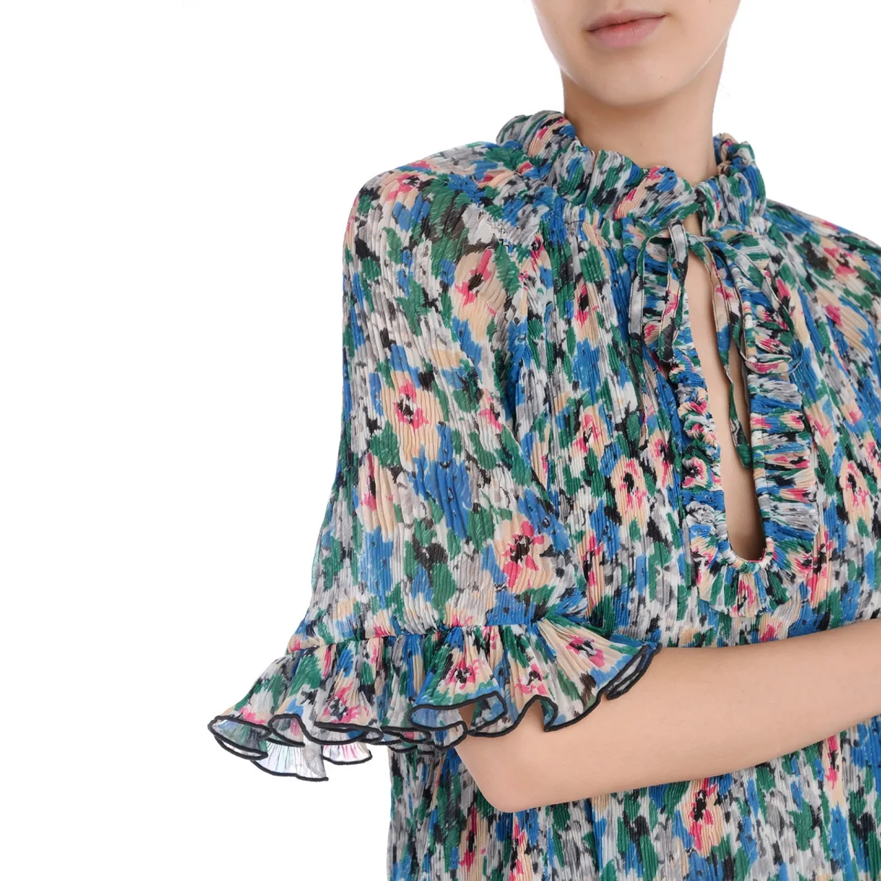 Ganni Chemise à volants multicolore