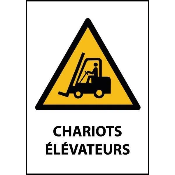 Panneau de danger 'chariots élévateurs et ...' w014 pvc à visser a3