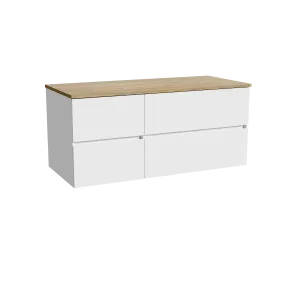 Storke Edge meuble salle de bains suspendu 120 x 52 cm blanc brillant avec Panton tablette simple ou double en mélaminé chêne br