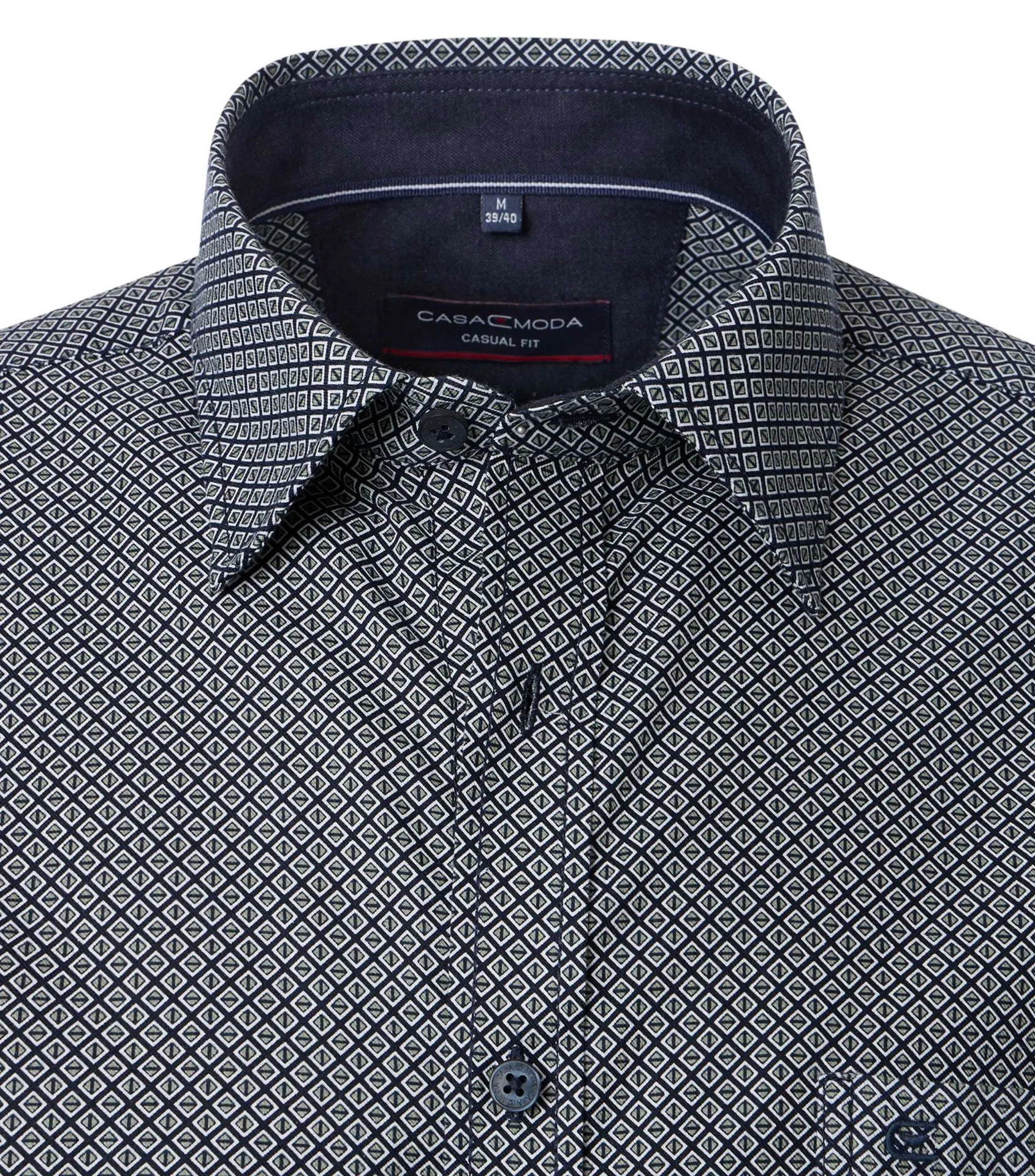 Tall Chemise Homme Casual Fit Longueur Manches 72 cm, vert-gris imprimé minimal